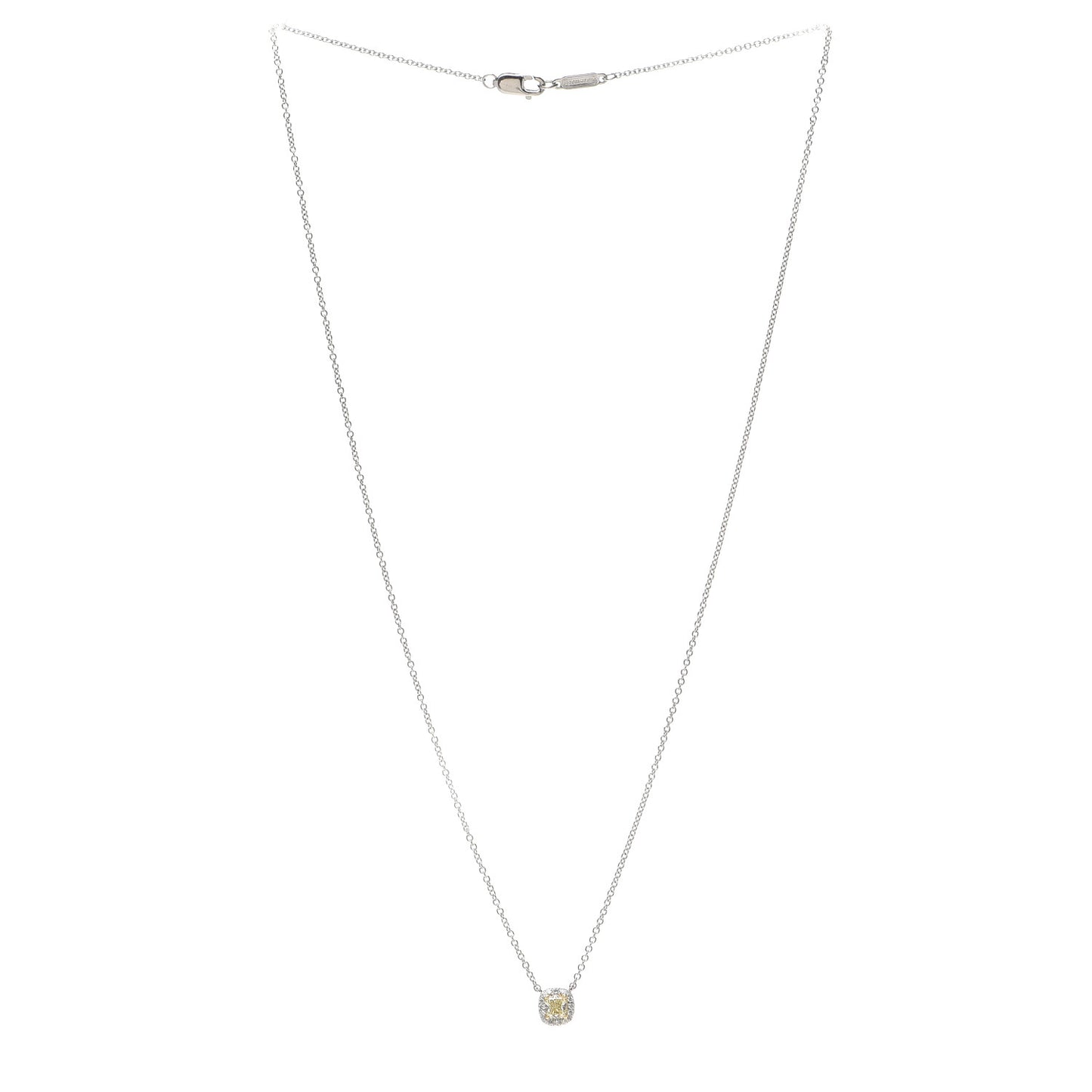 Platinum 18K Yellow Gold Fancy Yellow Diamond .23ct Soleste Pendant Necklace