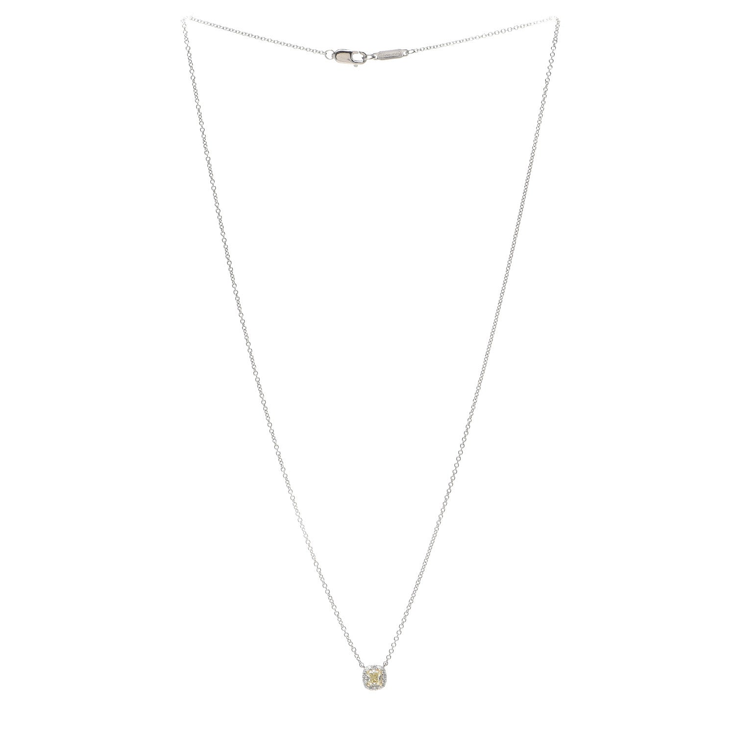 Tiffany Platinum 18K Yellow Gold Fancy Yellow Diamond .23ct Soleste Pendant Necklace 3 of 6