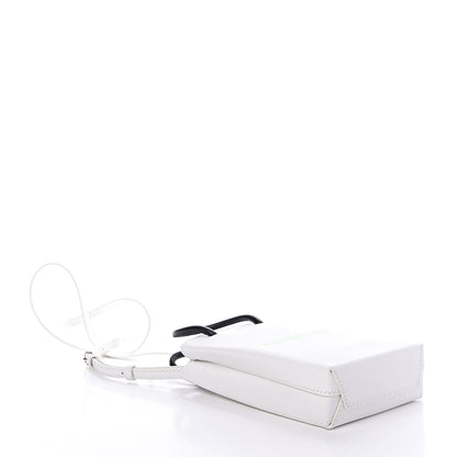 Balenciaga Squared Calfskin Logo Shopping Phone Holder Bag White Light Green 4 of 10