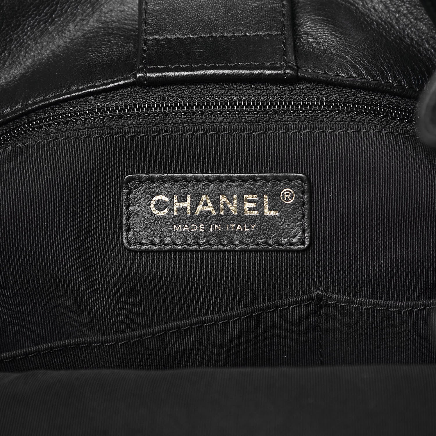 Chanel Lambskin Quilted Large Drawstring Bag Black 6 of 11