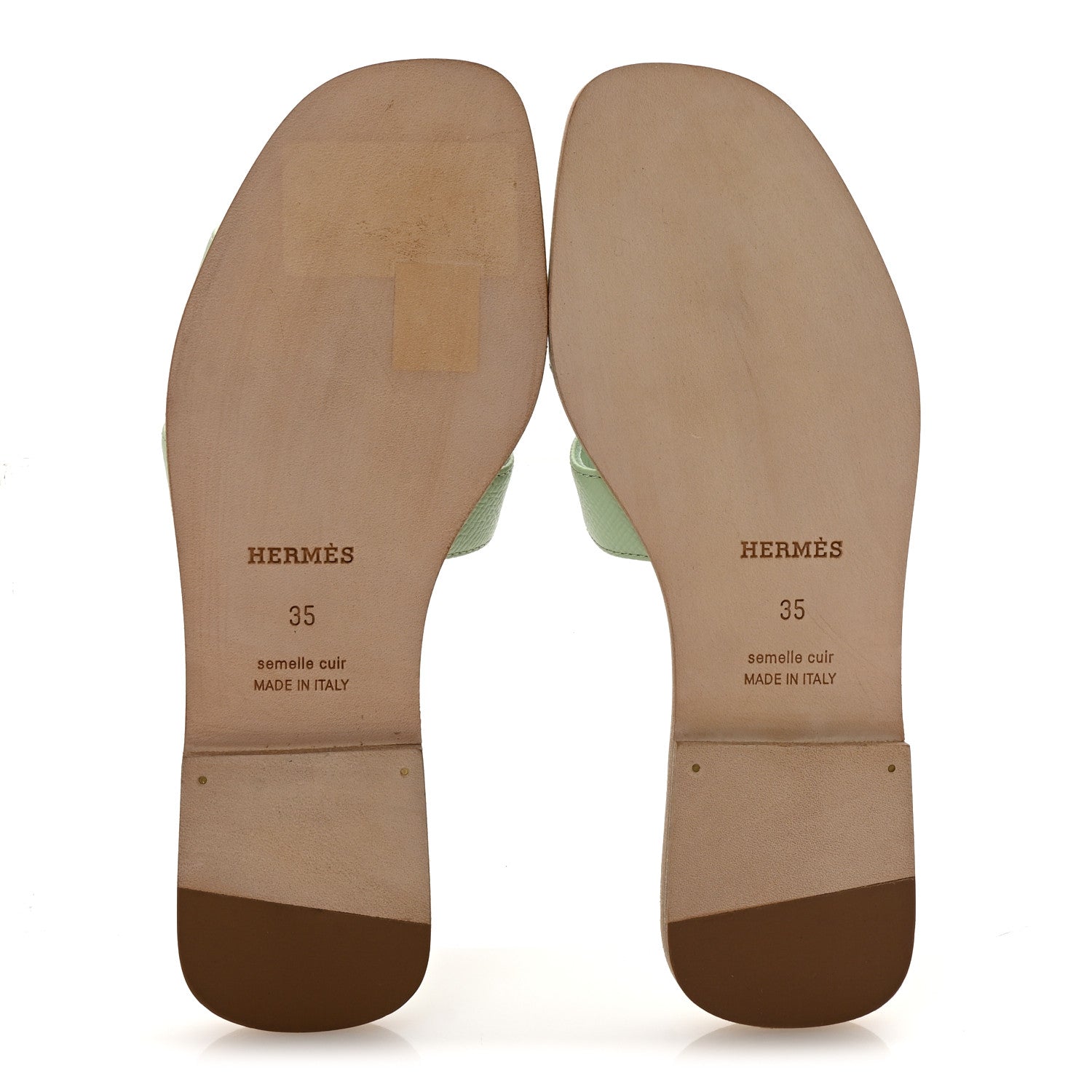Hermes Epsom Oran Sandals 35 Vert Jade 6 of 10