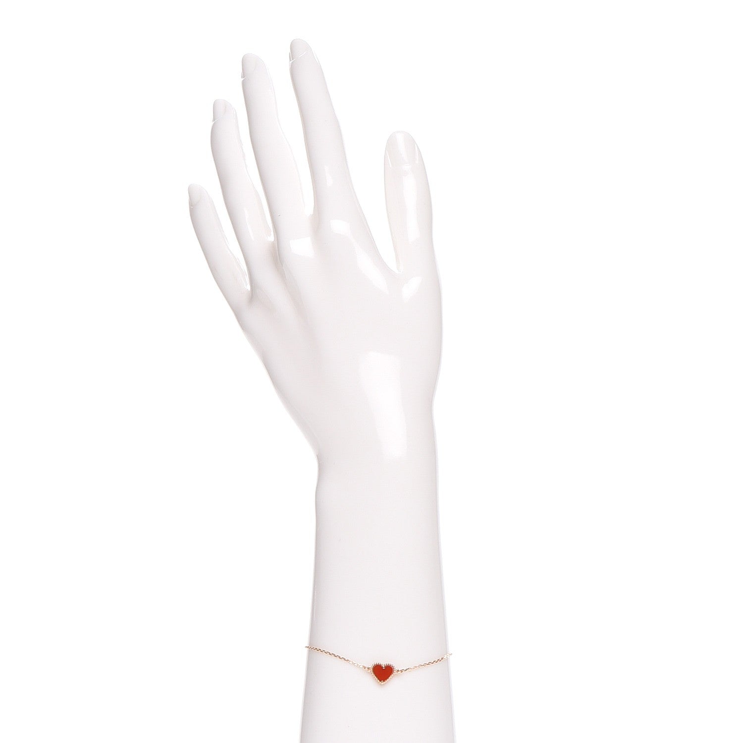 Van Cleef & Arpels 18K Rose Gold Carnelian Sweet Alhambra Heart Bracelet 2 of 8