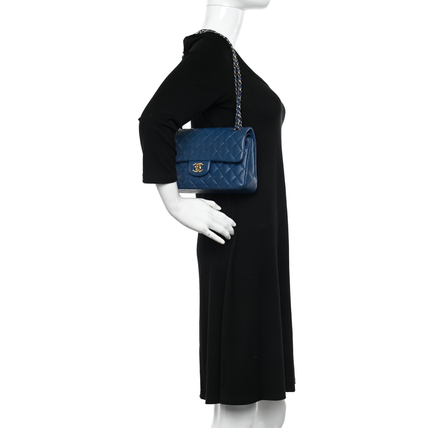 Chanel Lambskin Quilted Small Double Flap Dark Blue 2 of 12