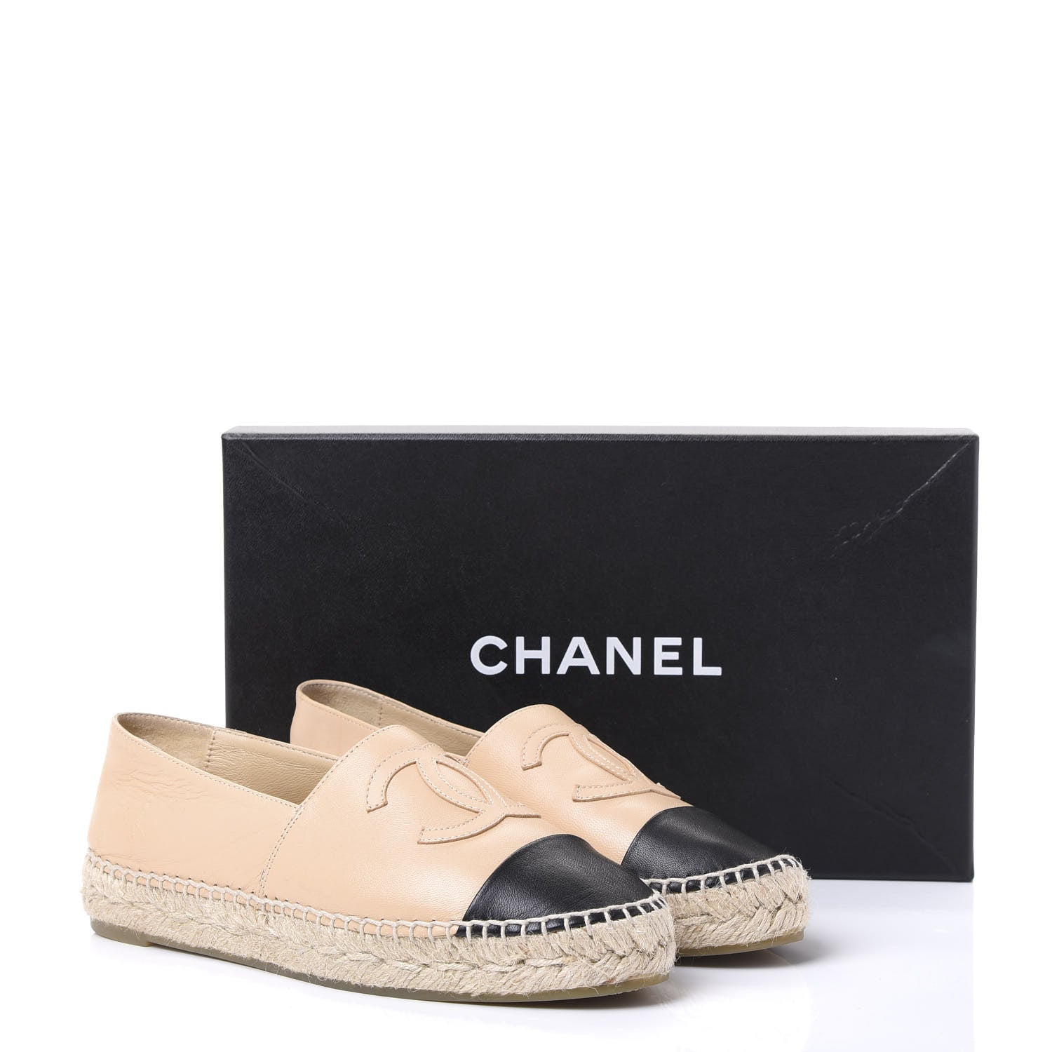 Chanel Lambskin CC Espadrilles 36 Beige Black 9 of 9