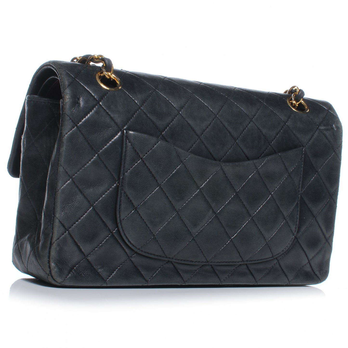 Lambskin Medium Double Flap Black