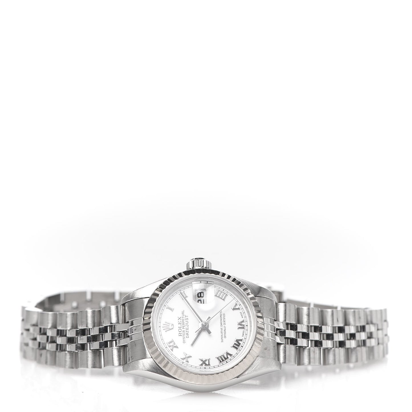 Stainless Steel 18K White Gold 26mm Oyster Perpetual Datejust Watch White Roman 79174