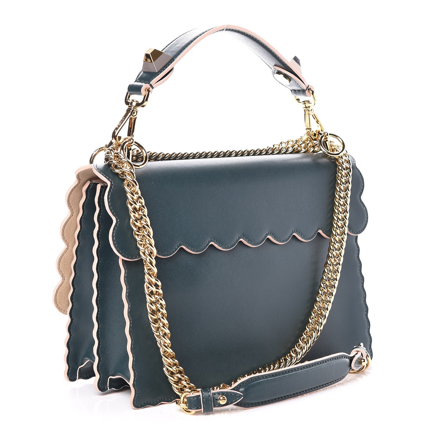 Fendi Vitello Liberty Scalloped Studded Kan I Shoulder Bag Amazzonia 3 of 10