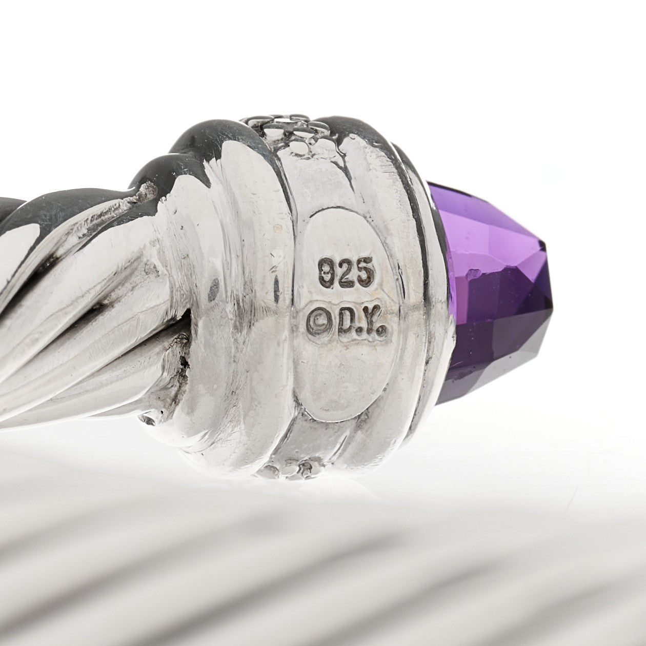 DAVID YURMAN Sterling Silver Diamond Amethyst 7mm Cable Classics Bracelet