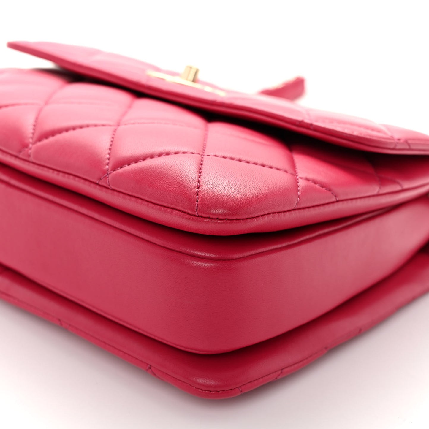 Lambskin Quilted Small Trendy CC Dual Handle Bag Dark Pink