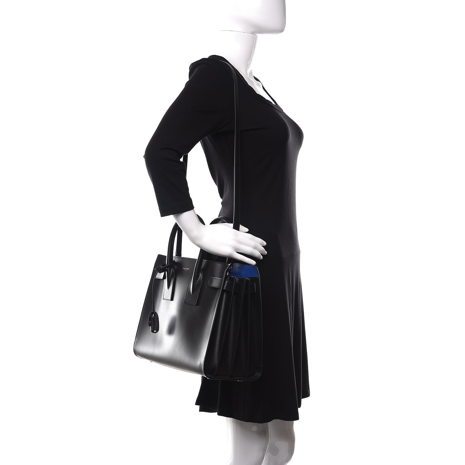 Saint Laurent Calfskin Small Sac De Jour Black Blue Majorelle 2 of 10