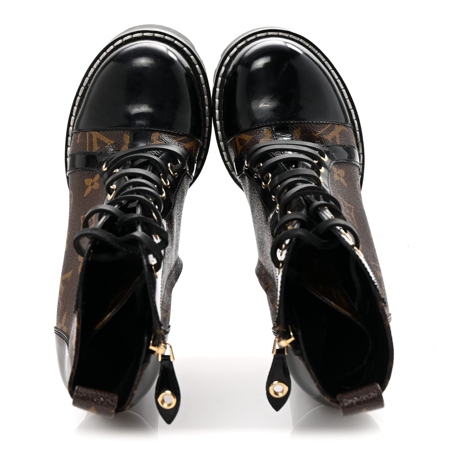 Patent Calfskin Monogram Star Trail Ankle Boots 38.5 Black
