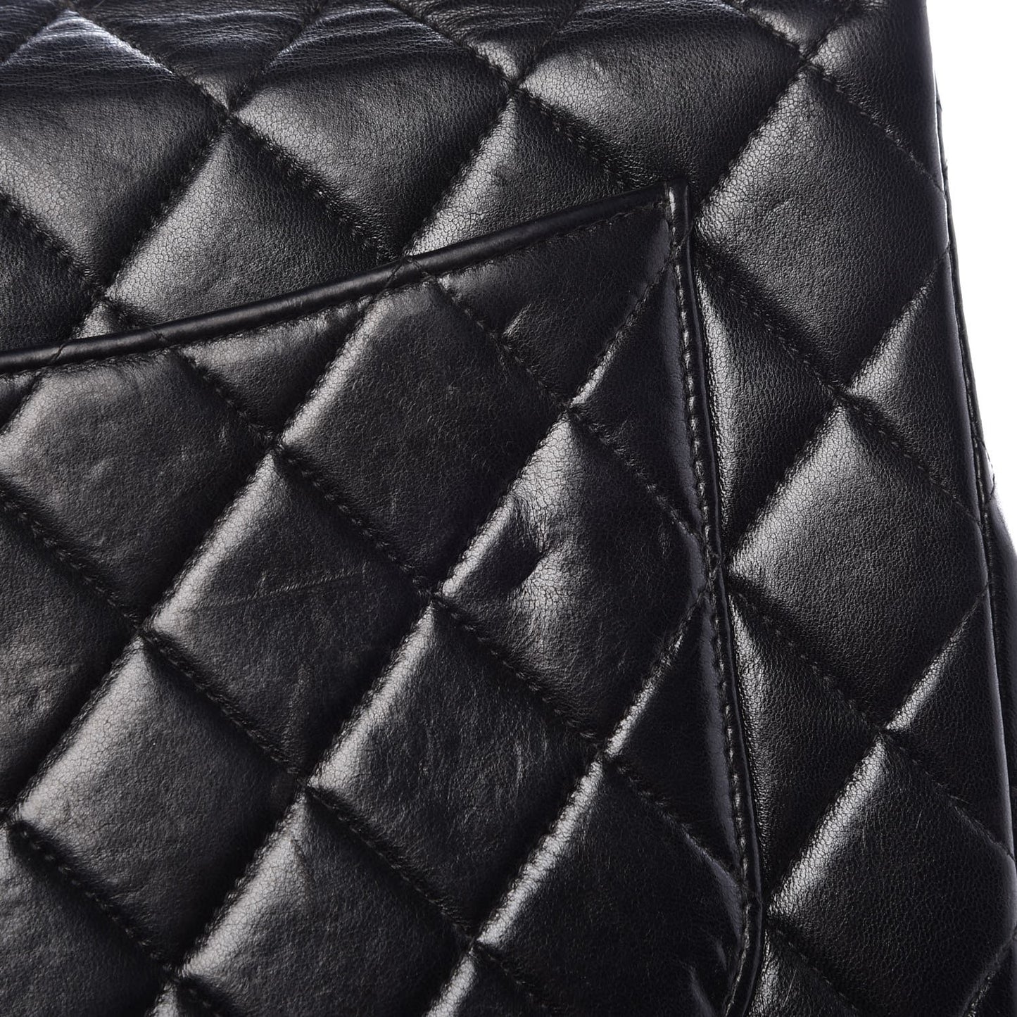 Lambskin Quilted Jumbo Single Flap Black