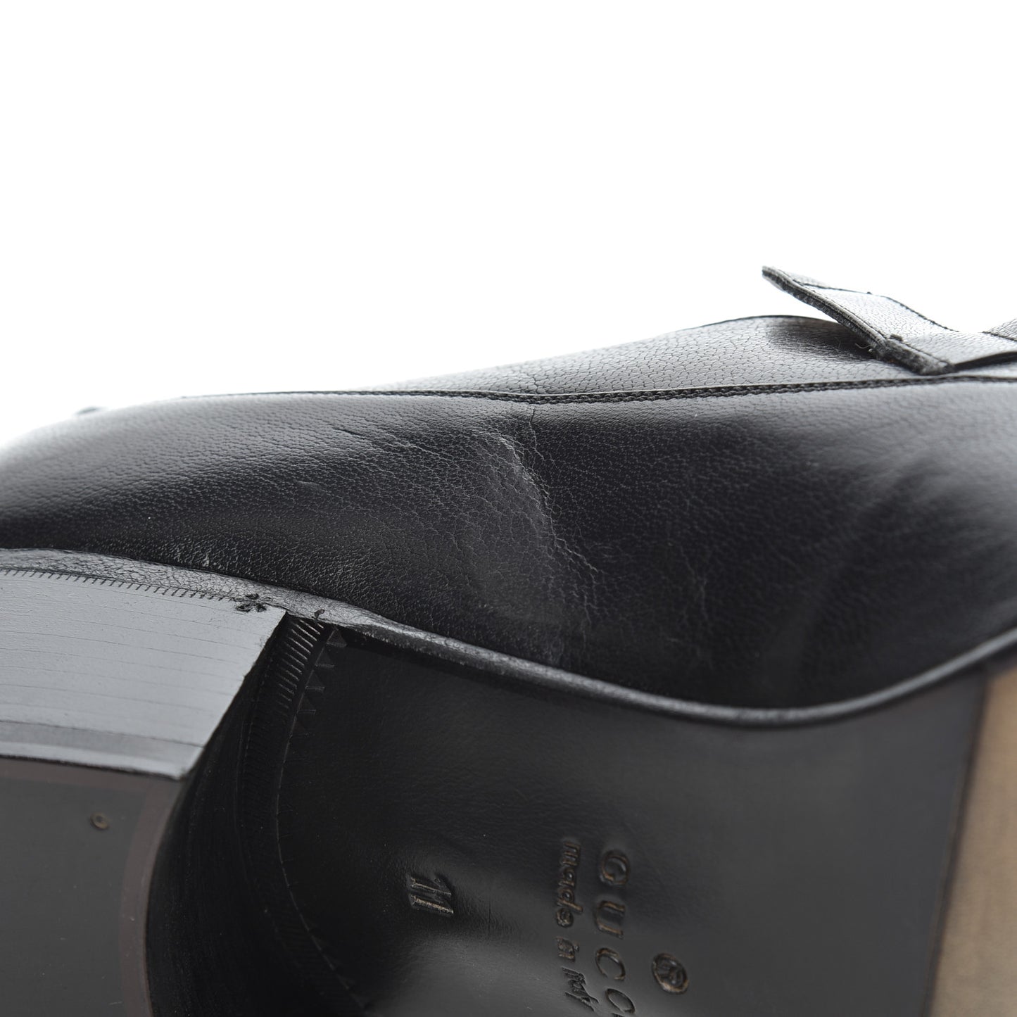 Goatskin Mens Chain Mid Heel Loafers 11 Black