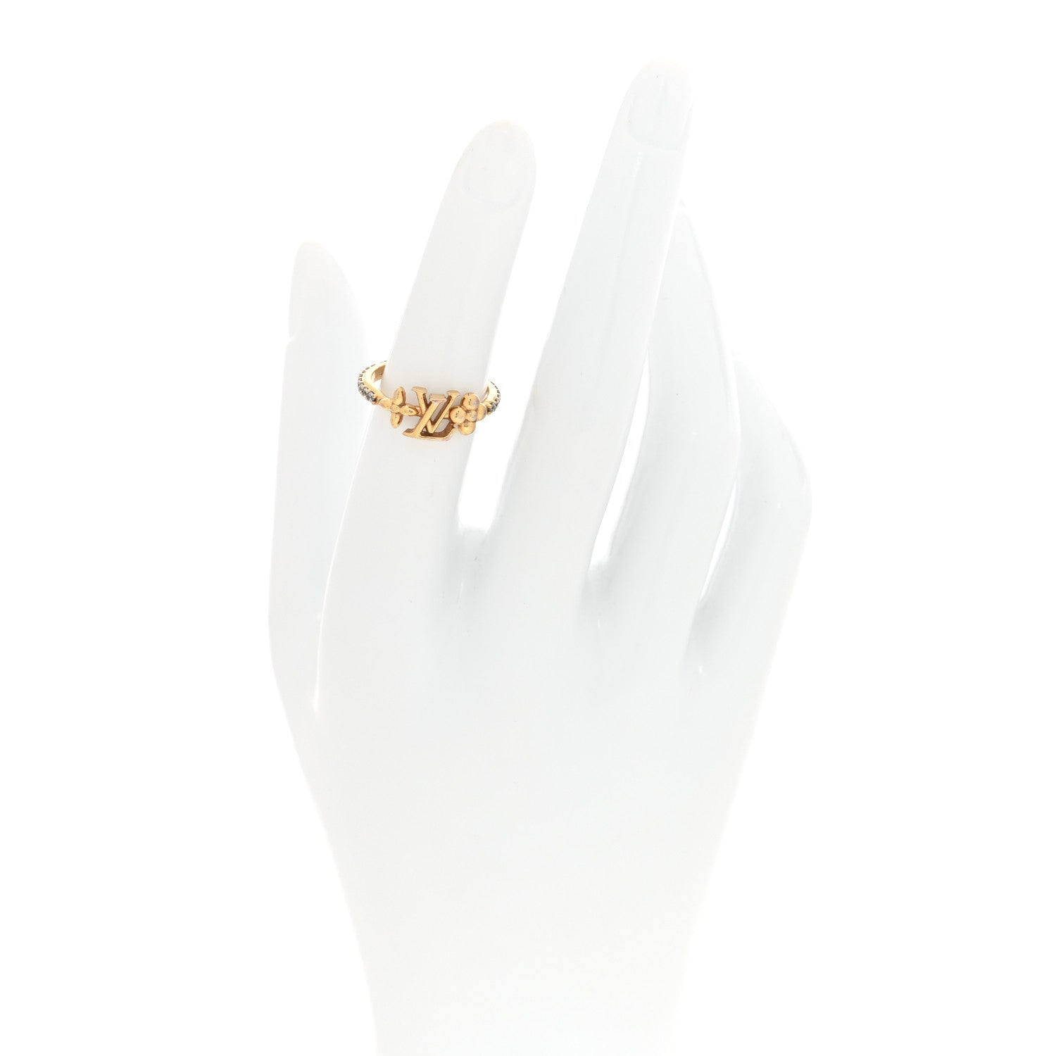 Louis Vuitton Metal Crystal LV Iconic Flower Ring 49 5 Gold 2 of 4