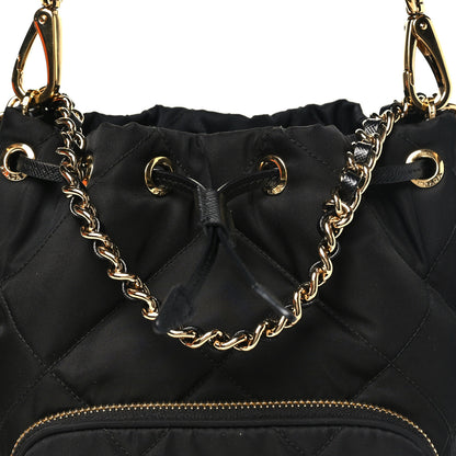 Prada Re-Nylon Saffiano Stitched Re-Edition 1995 Chaine Drawstring Bucket Bag Black 7 of 10