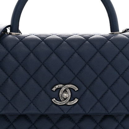 Chanel Caviar Quilted Medium Coco Handle Flap Navy Blue 8 of 10