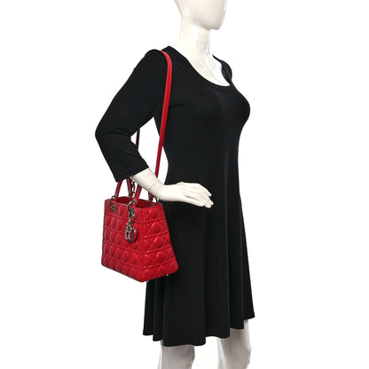 Christian Dior Lambskin Cannage Medium Lady Dior Red 2 of 11