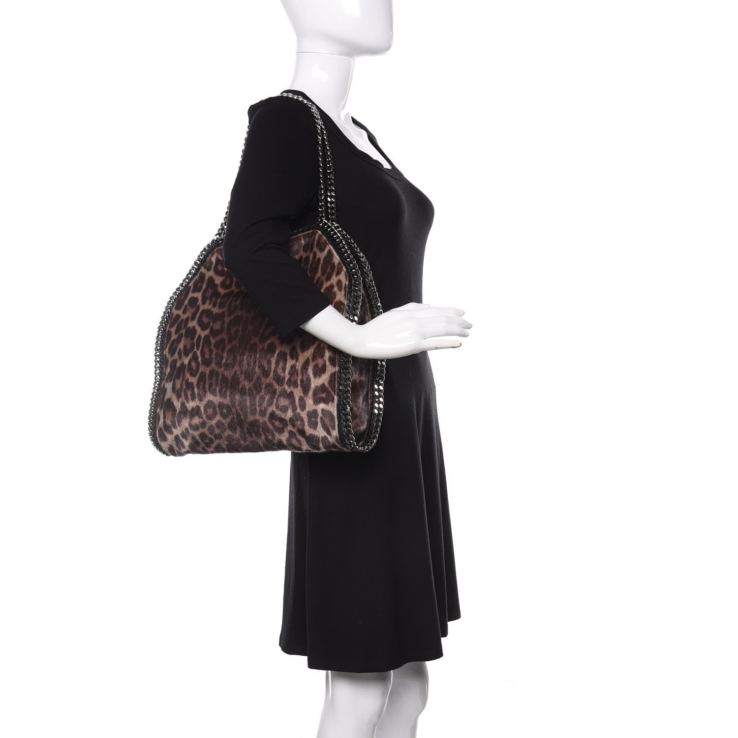 Stella McCartney Faux Calf Hair Leopard Print Small Falabella Tote Brown 2 of 10