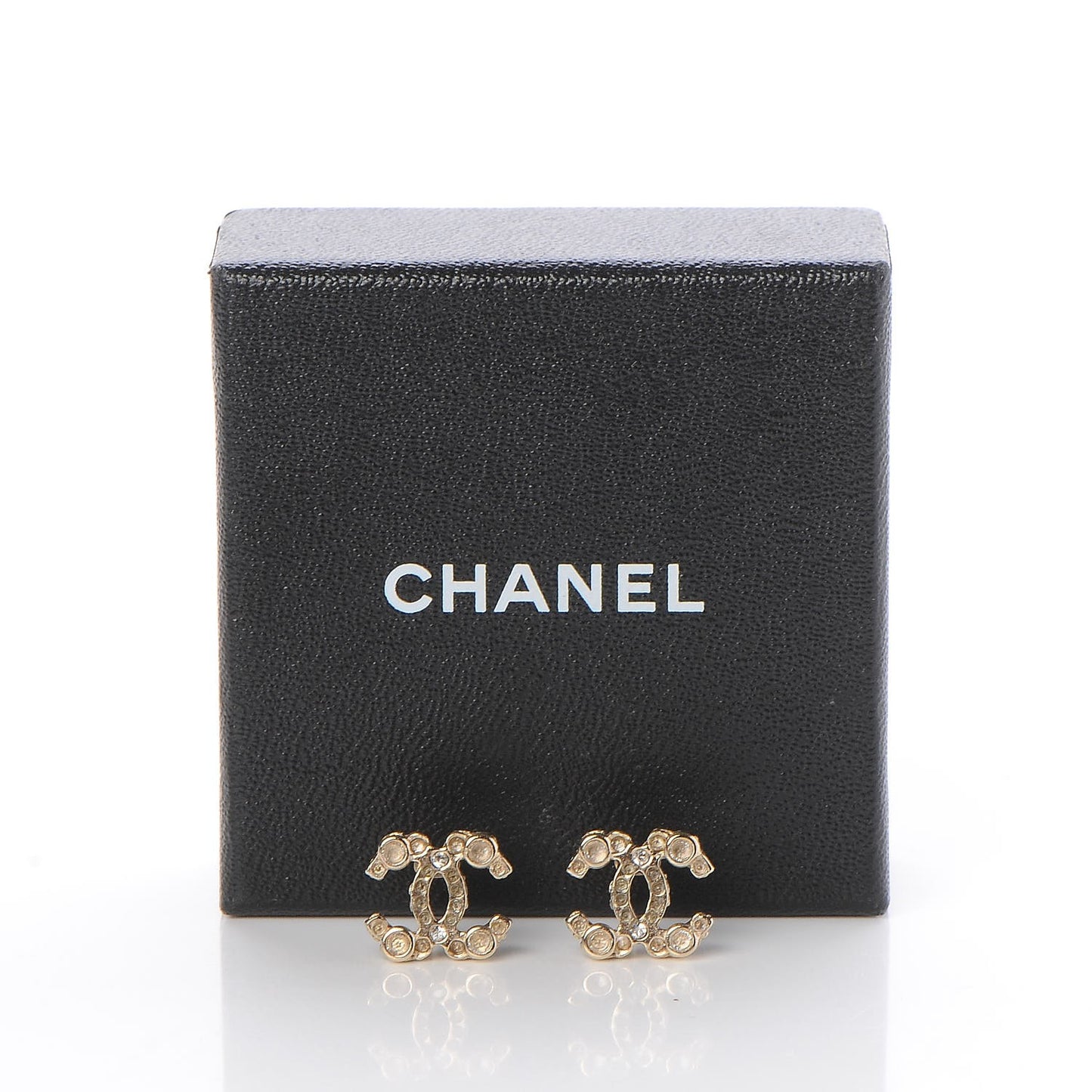 Crystal Poured Glass CC Earrings Gold