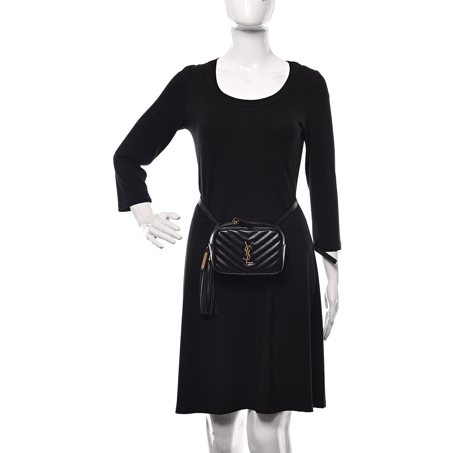 Saint Laurent Calfskin Matelasse Monogram Lou Belt Bag Black 2 of 9