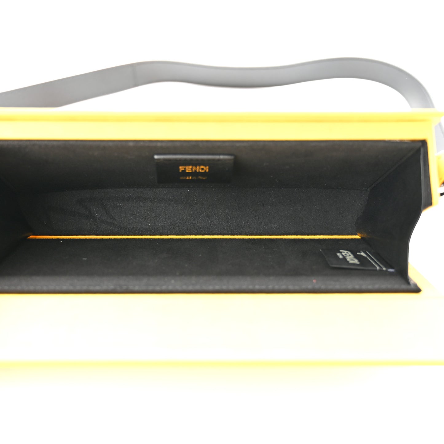 Vitello Fluffy Logo Horizontal Box Crossbody Bag Yellow Box Black