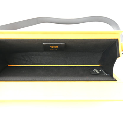 Fendi Vitello Fluffy Logo Horizontal Box Crossbody Bag Yellow Box Black 5 of 10