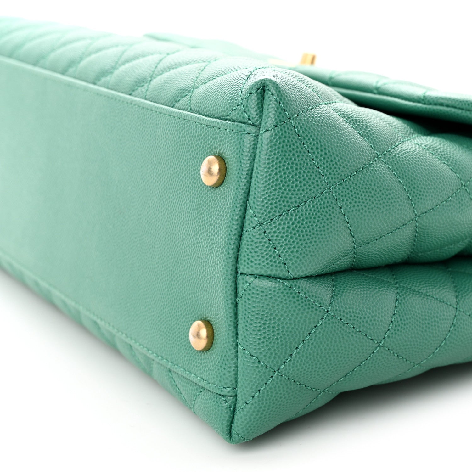 Chanel Caviar Quilted Medium Coco Lizard Embossed Handle Flap Green 10 of 11