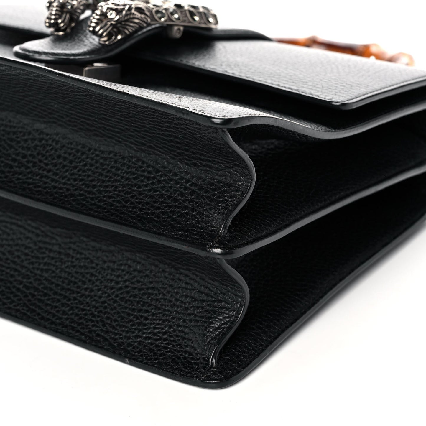 Dollar Calfskin Crystal Web Medium Dionysus Bamboo Top Handle Bag Black Black Diamond