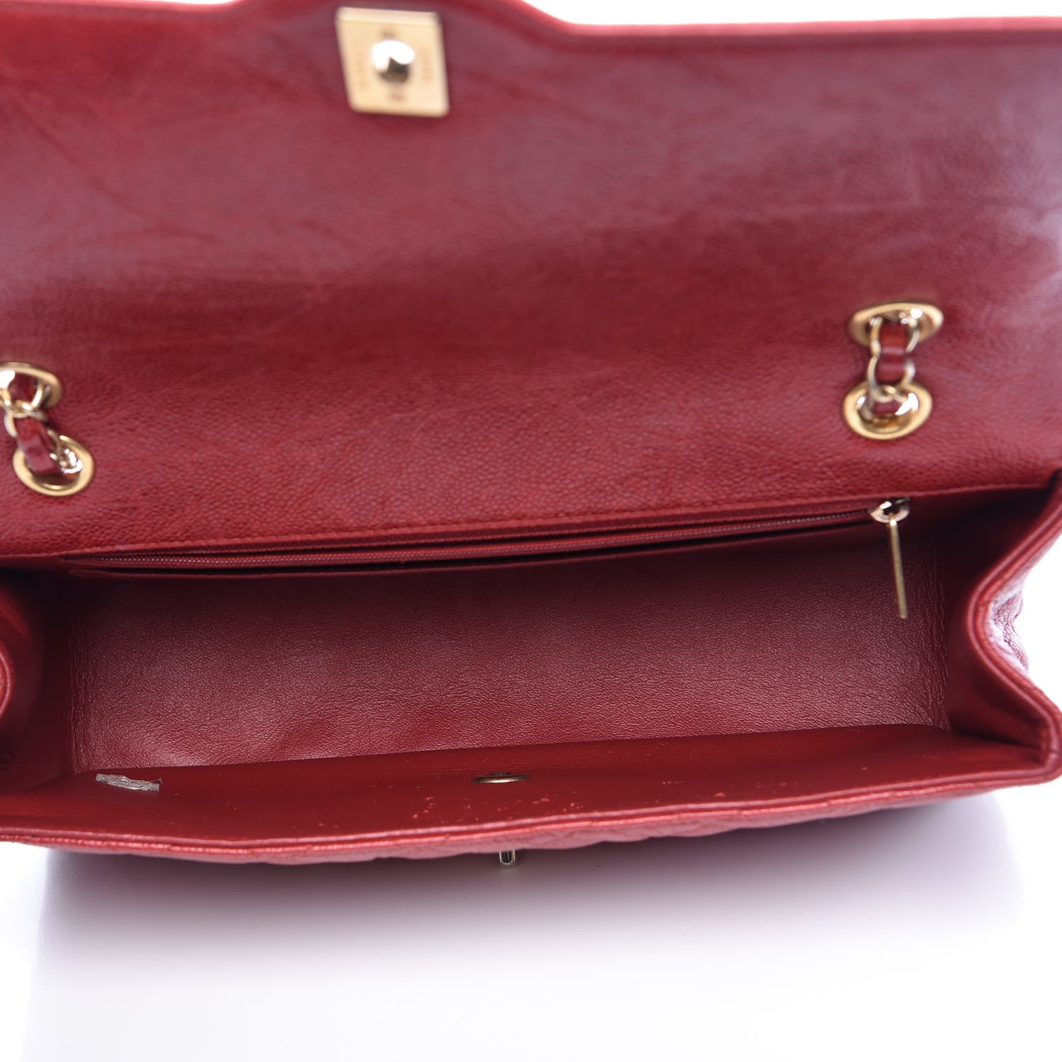 Chanel Crumpled Grained Calfskin Flap Red 5 of 9