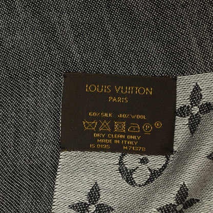 Louis Vuitton Wool Silk Monogram Denim Shawl Black 5 of 6