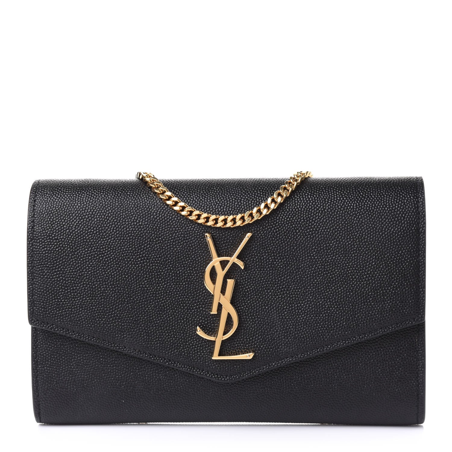 Saint Laurent Grain De Poudre Uptown Chain Wallet Black 1 of 11