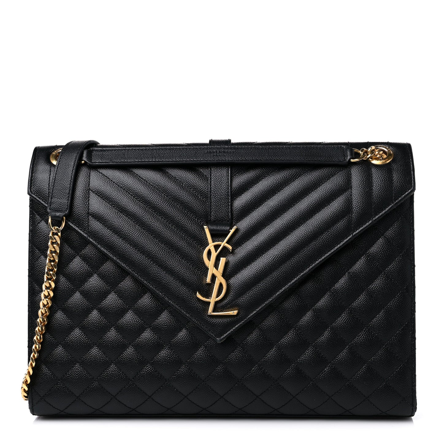Grain De Poudre Textured Mixed Matelasse Large Triquilt Monogram Satchel Black