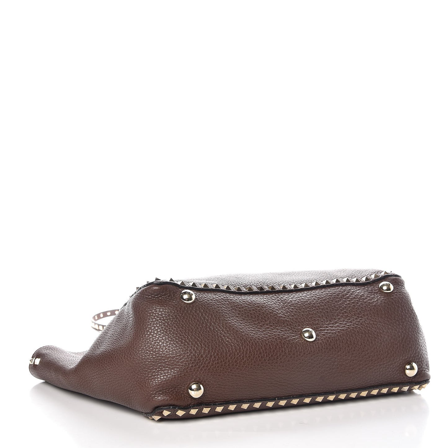 Pebbled Calfskin Medium Rockstud Tote Cacao