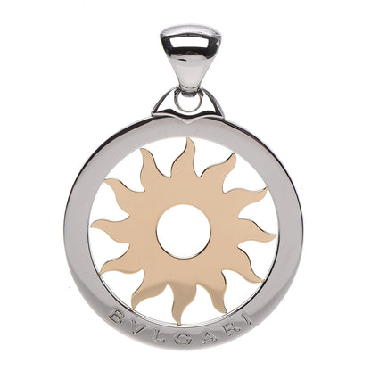 Bulgari Stainless Steel 18K Yellow Gold Large Tondo Sun Pendant 1 of 4