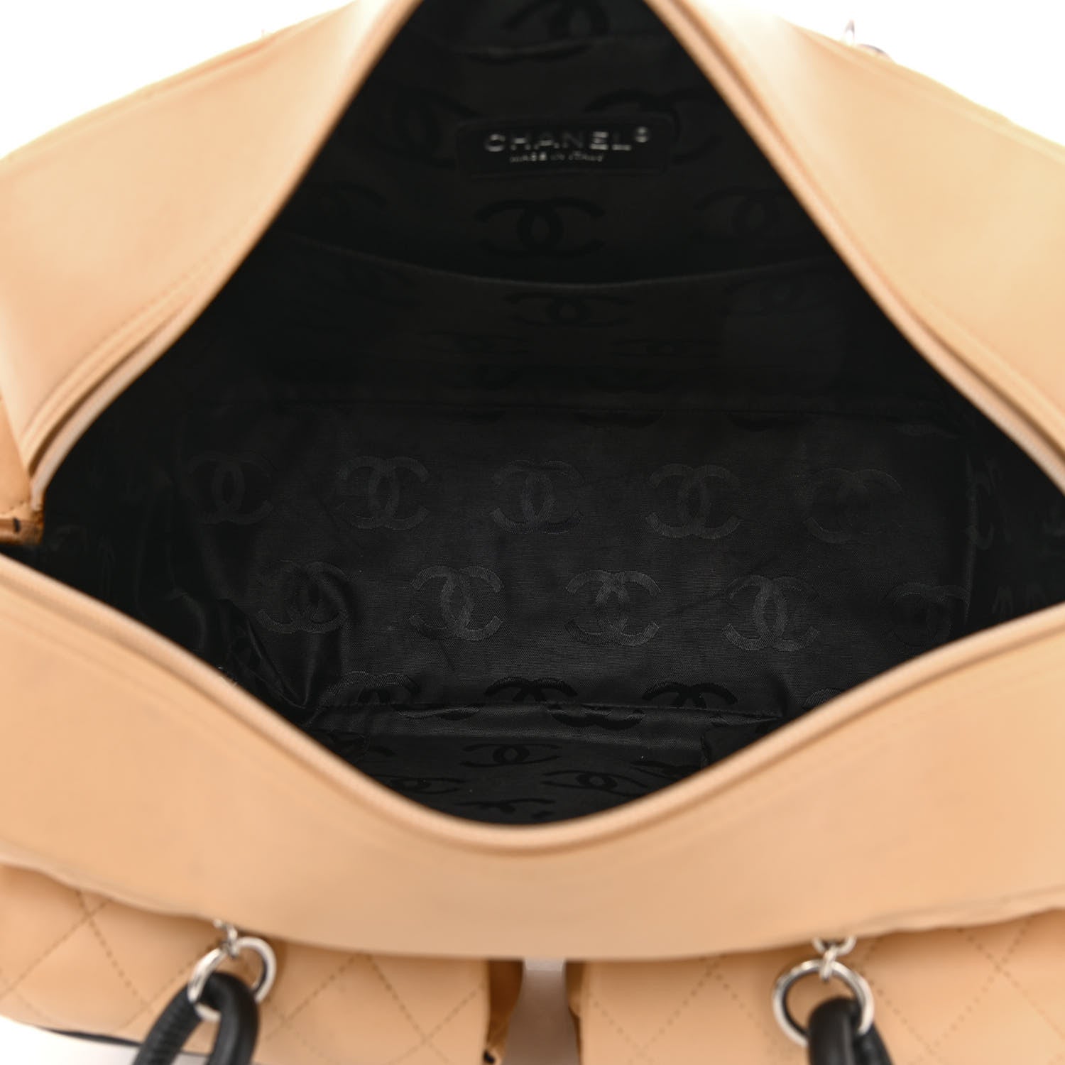 Chanel Calfskin Quilted Large Cambon Multipocket Reporter Beige Black 5 of 12