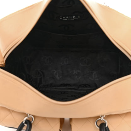 Chanel Calfskin Quilted Large Cambon Multipocket Reporter Beige Black 5 of 12
