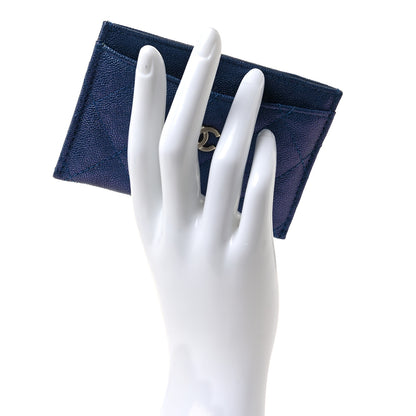 Chanel Iridescent Caviar Quilted Card Holder Dark Blue 2 of 12