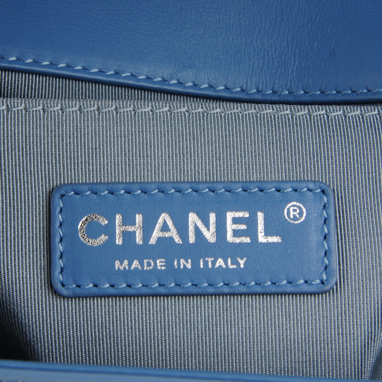Patent Quilted Medium Boy Flap Blue