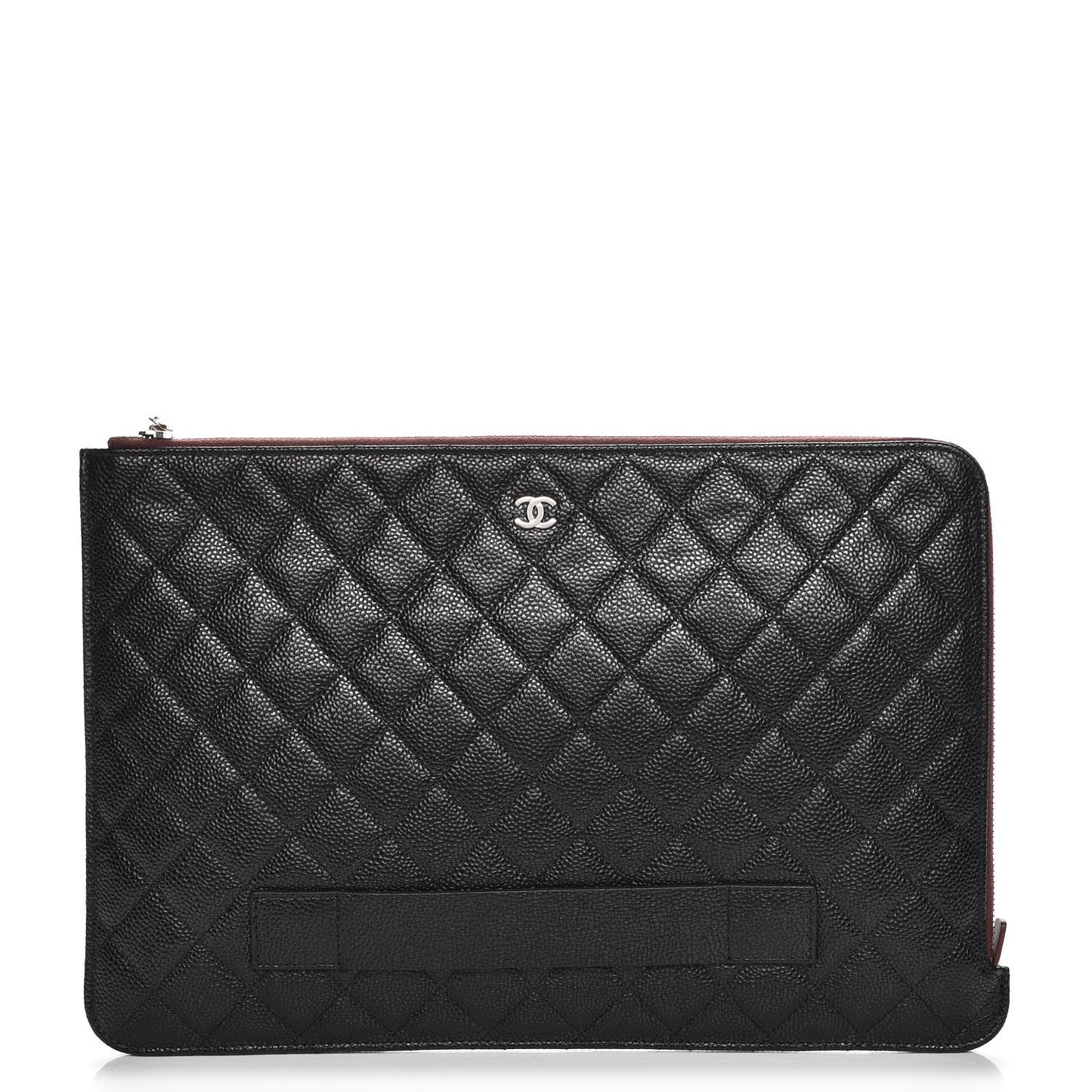 Caviar Quilted Document Portfolio Holder Black