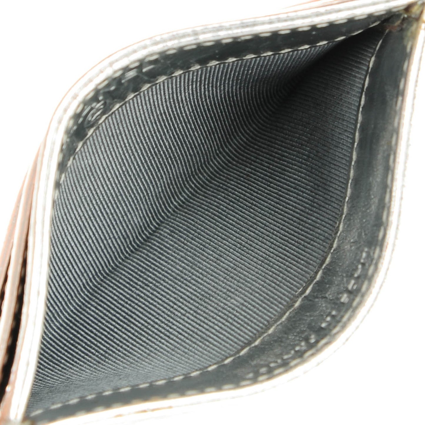 Metallic Aged Calfskin Quilted Reissue Card Holder Silver