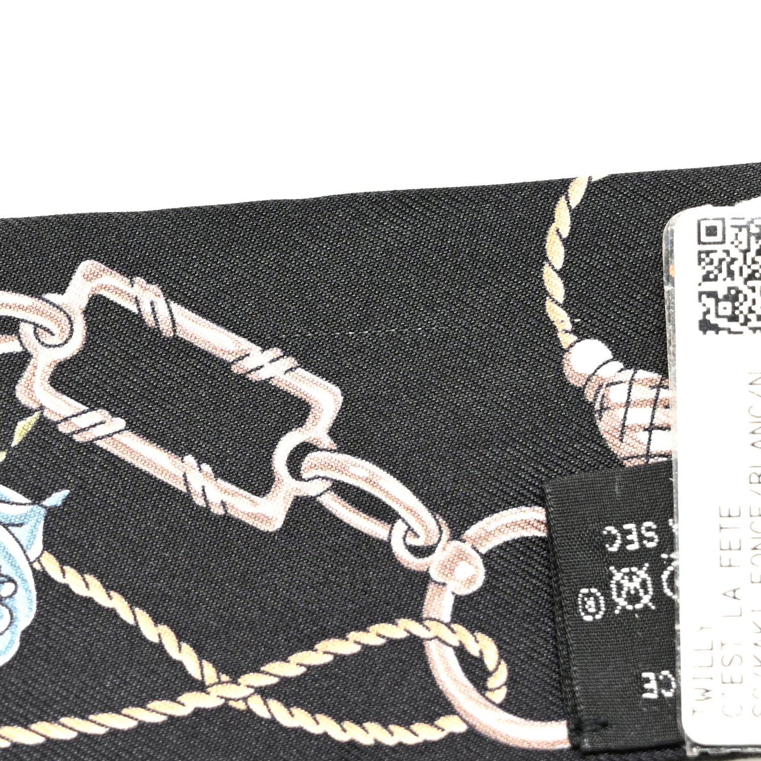 Hermes Silk C'est la Fete Twilly Kaki Fonce White Black 5 of 5