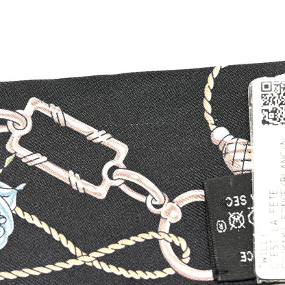 Hermes Silk C'est la Fete Twilly Kaki Fonce White Black 5 of 5
