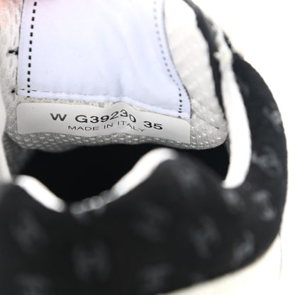 Chanel Nylon Suede Calfskin Printed CC Sneakers 35 White Black 8 of 9