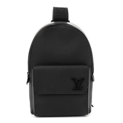 Louis Vuitton Grained Cowhide Aerogram Pilot Slingbag Black 1 of 11