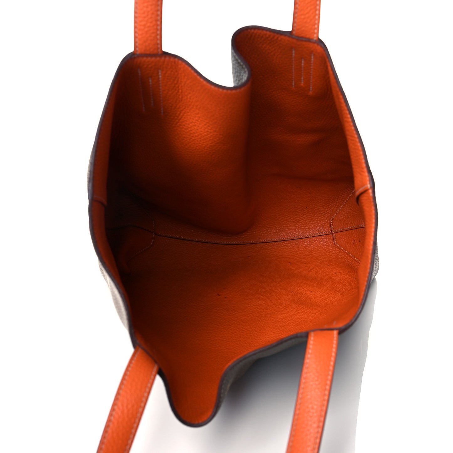 Taurillon Clemence Double Sens 36 Reversible Tote Etoupe Orange