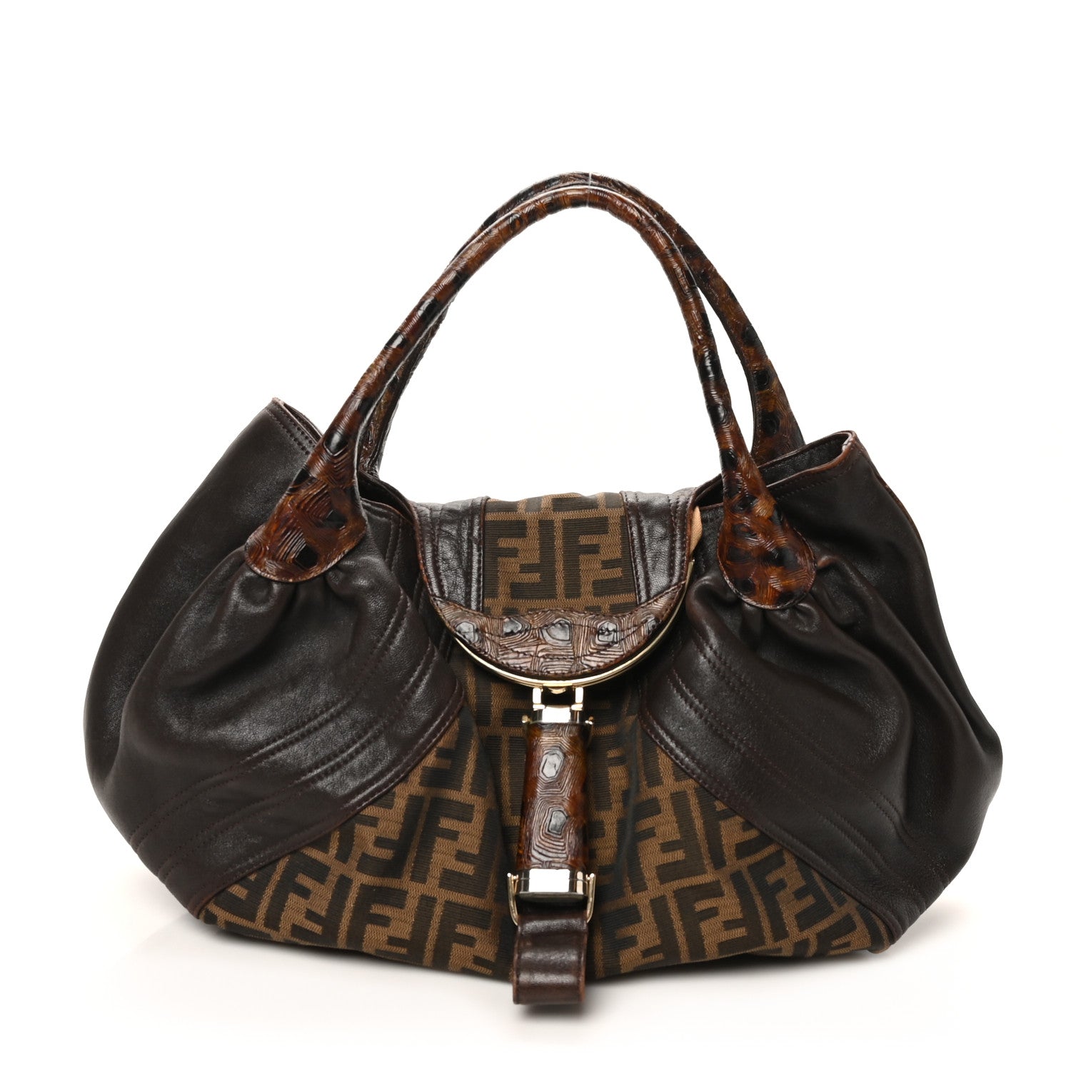 Fendi Zucca Nappa Nuvolata Vitello Tortuga Spy Tobacco Moro 1 of 9
