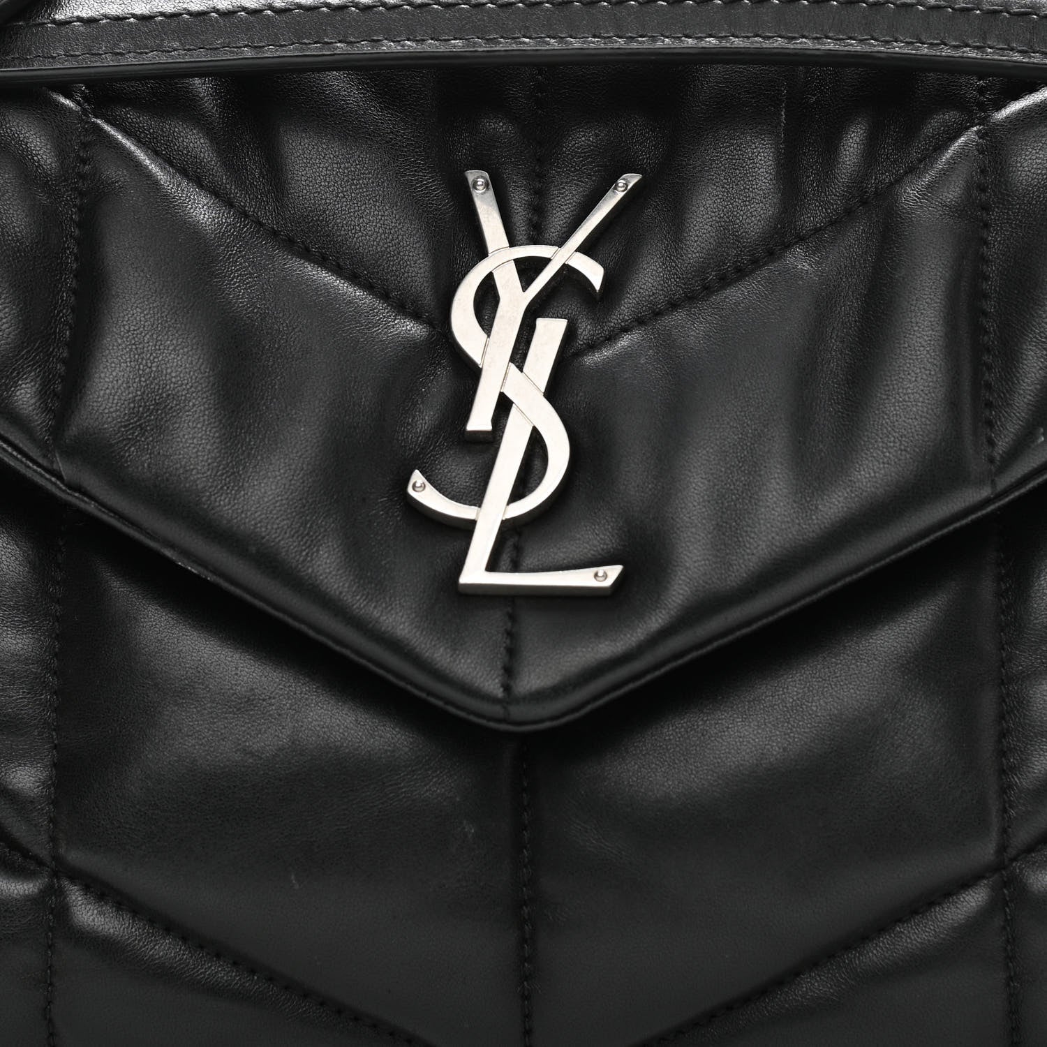 Saint Laurent Lambskin Quilted Small Loulou Puffer Monogram Chain Satchel Black 9 of 11