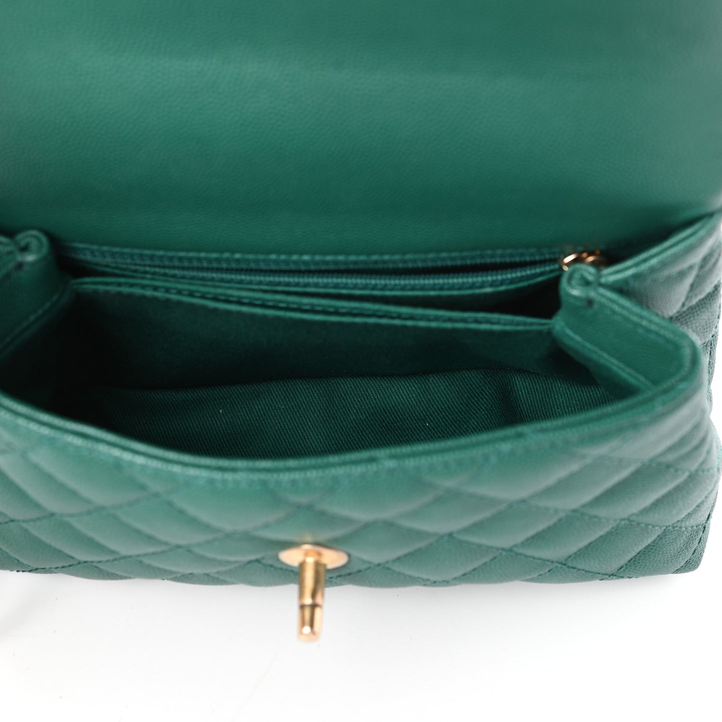 Caviar Quilted Mini Coco Handle Flap Green
