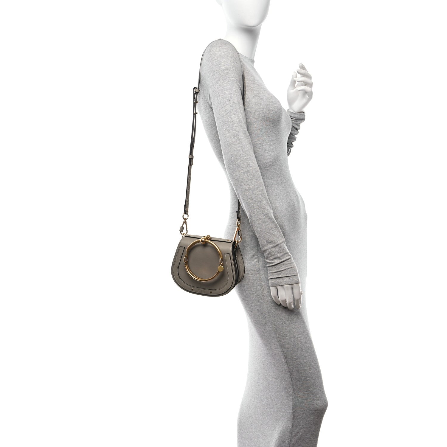 Chloe Calfskin Suede Small Nile Bracelet Bag Motty Grey 2 of 12