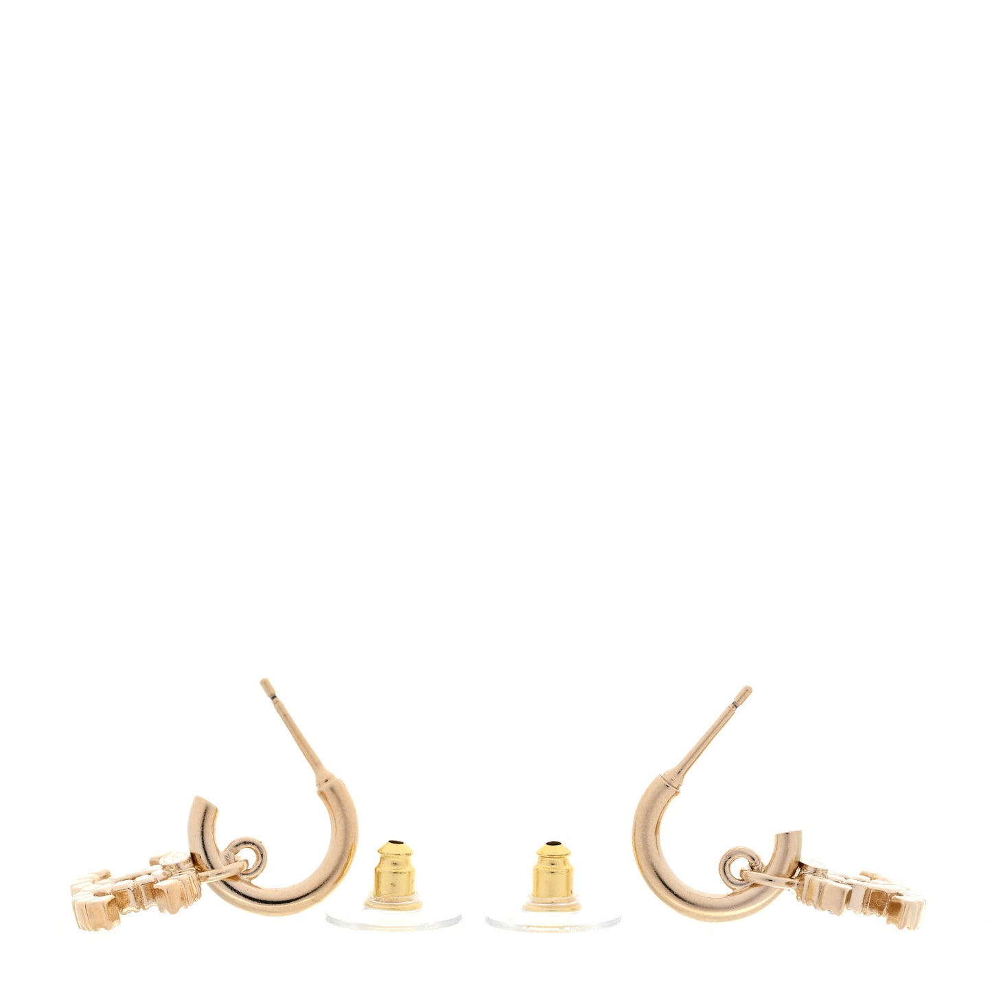 Metal Crystal CC Hoop Drop Earrings Gold